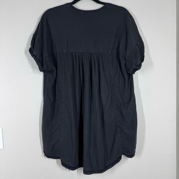 Free People Get Away With Me Tunic Top Black Short Sleeve Shirt Size Medium - Picture 5 of 8